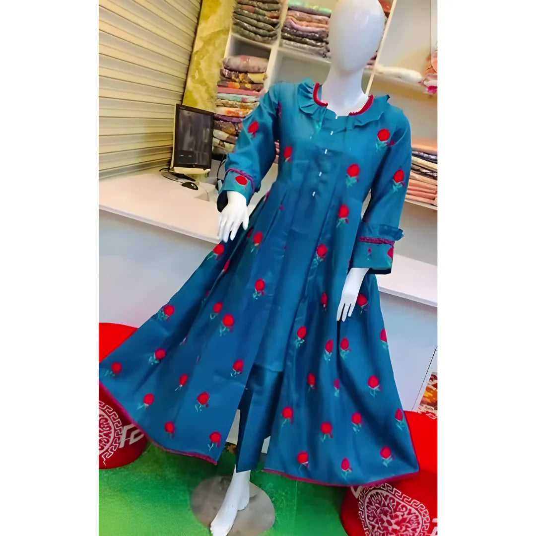 Embroidered Flower Gown 3Pc Dress for Women