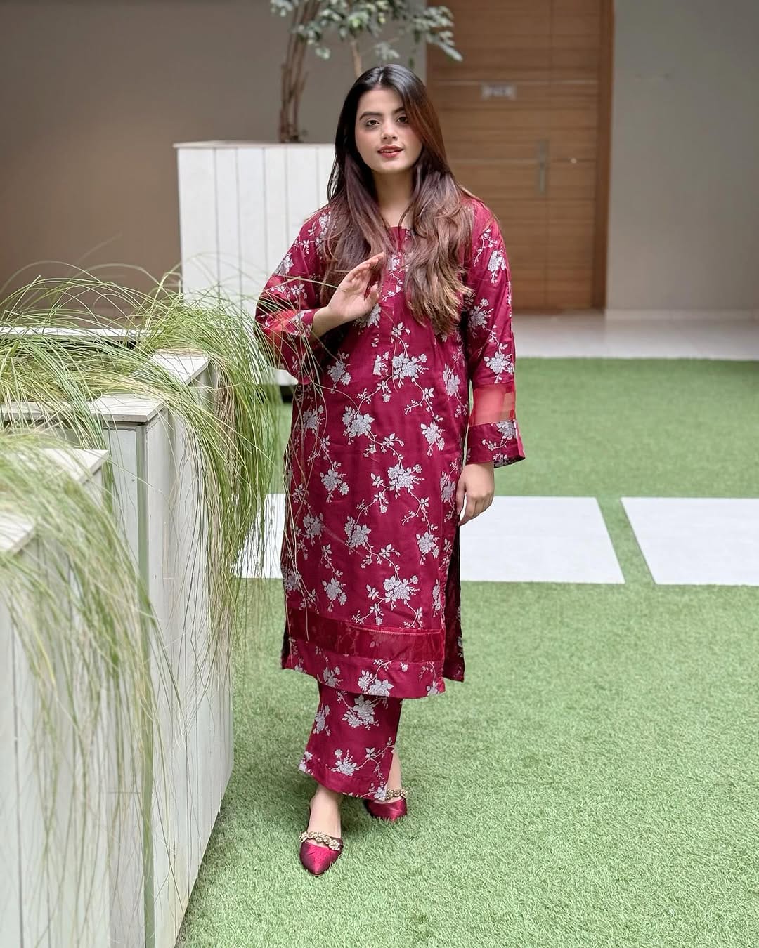 Elegence Doriya cotton Blosom  printed Long lenth Co-ord 2p set
