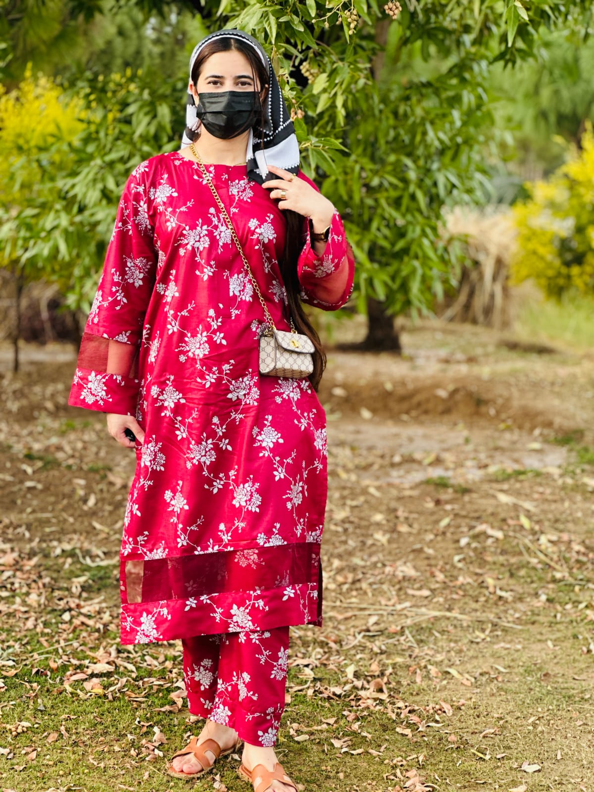 Elegence Doriya cotton Blosom  printed Long lenth Co-ord 2p set