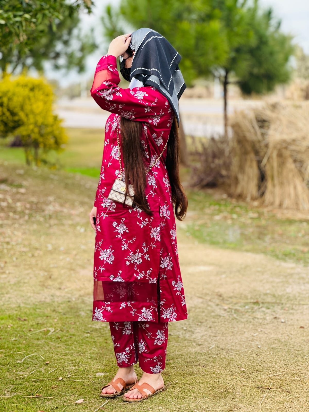 Elegence Doriya cotton Blosom  printed Long lenth Co-ord 2p set