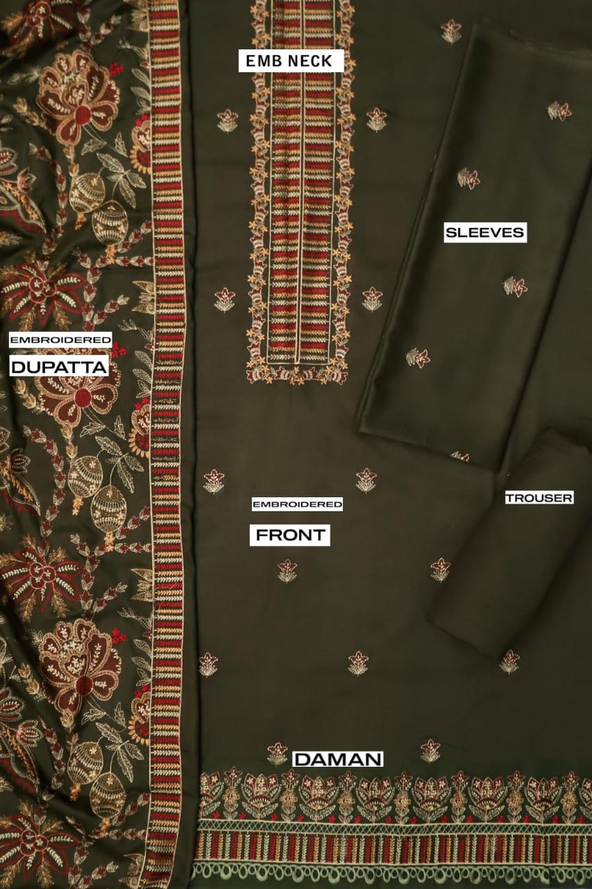 Dhanak Embroidered 3-Piece Suit 💖