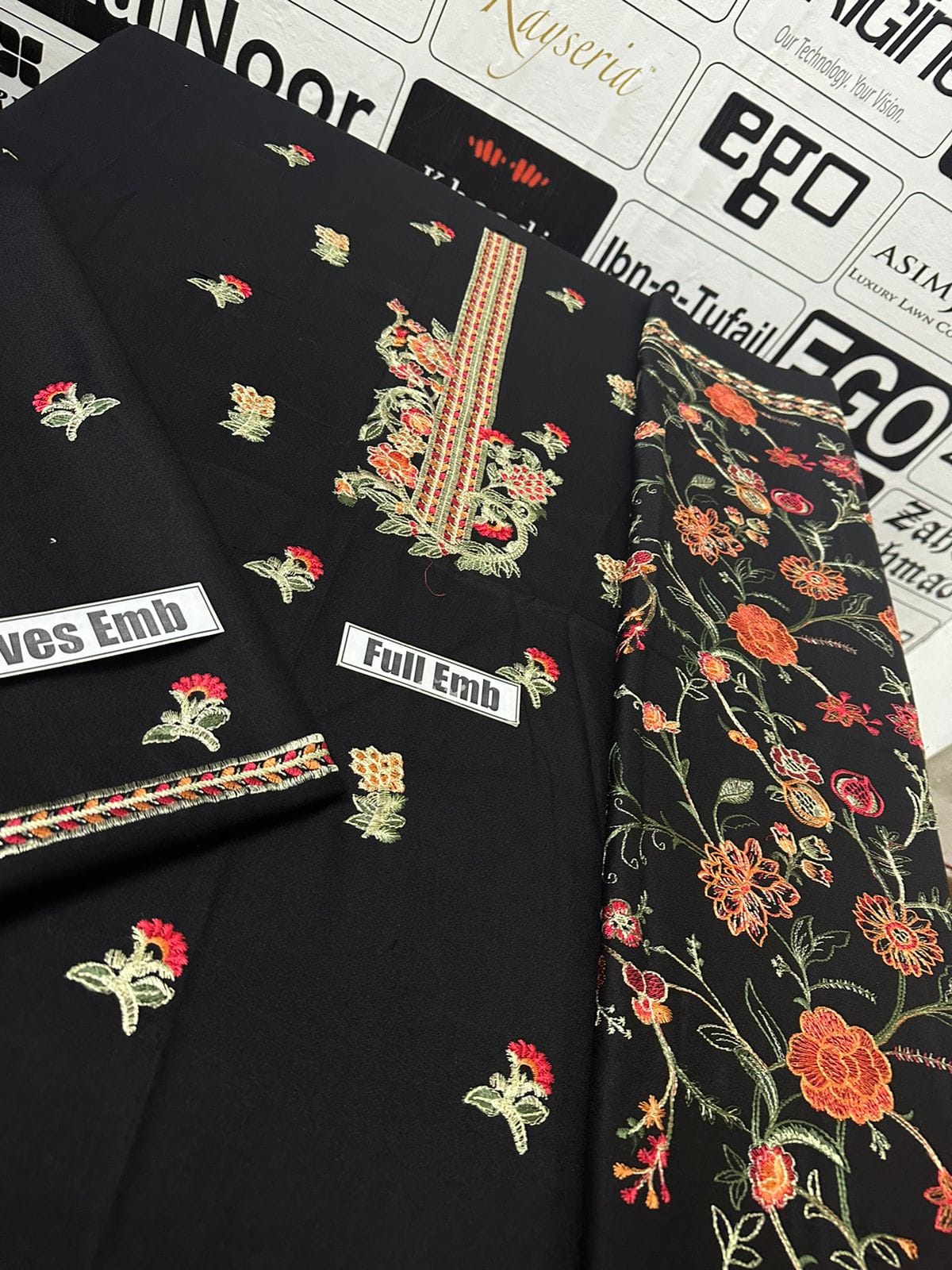 Dhanak Embroidered 3-Piece Suit with Embroidered Shawl