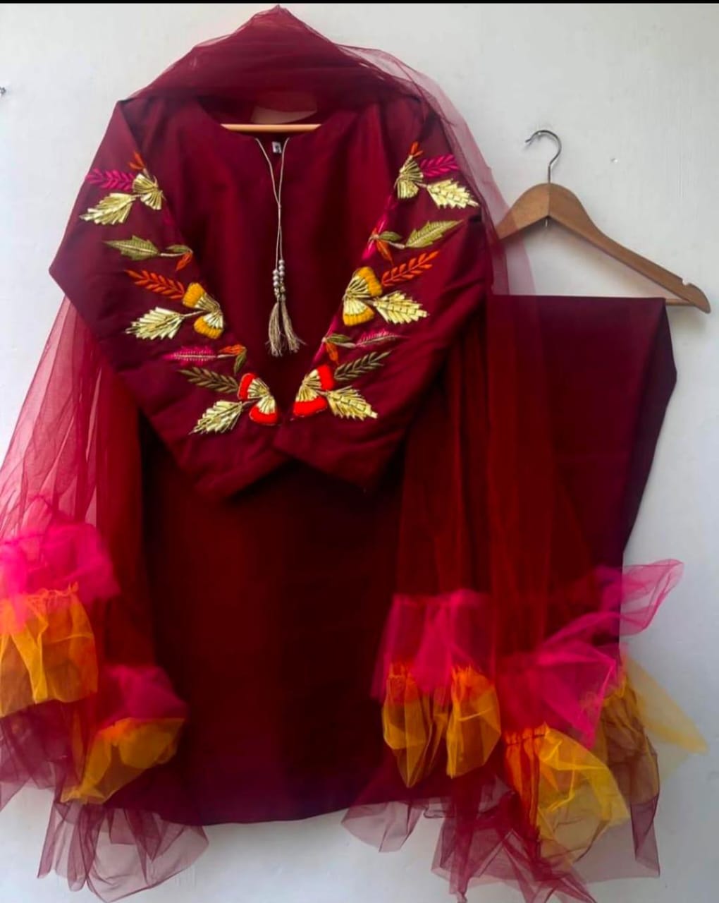 Embroidered 3-Piece Organza Suit