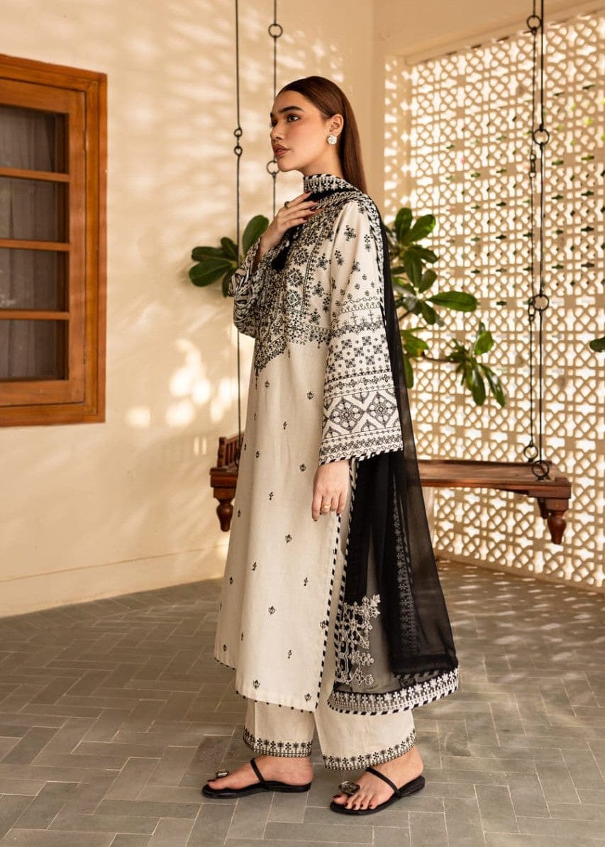 Elegant 3-Piece Cotton Embroidered Stitch Suit