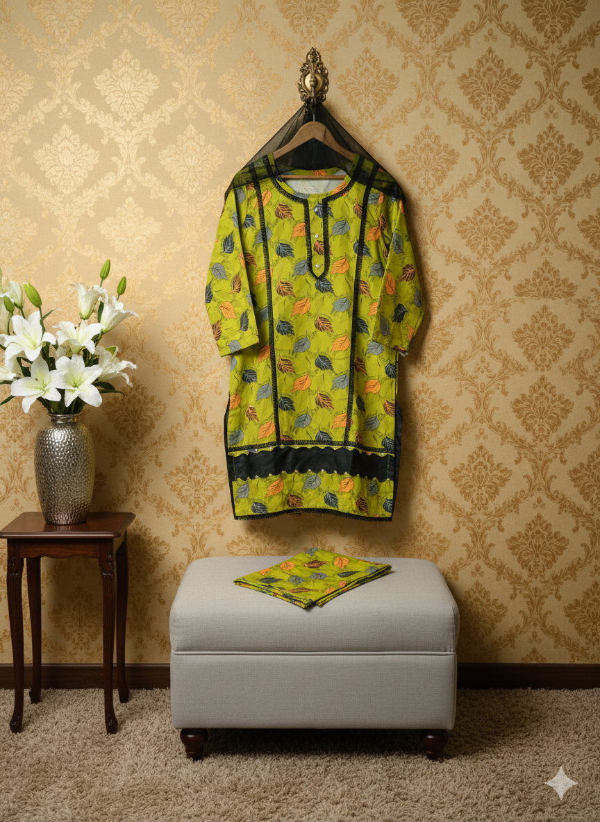 Floral Print with Lace Detailing  2-Piece Suit – Winter Collection