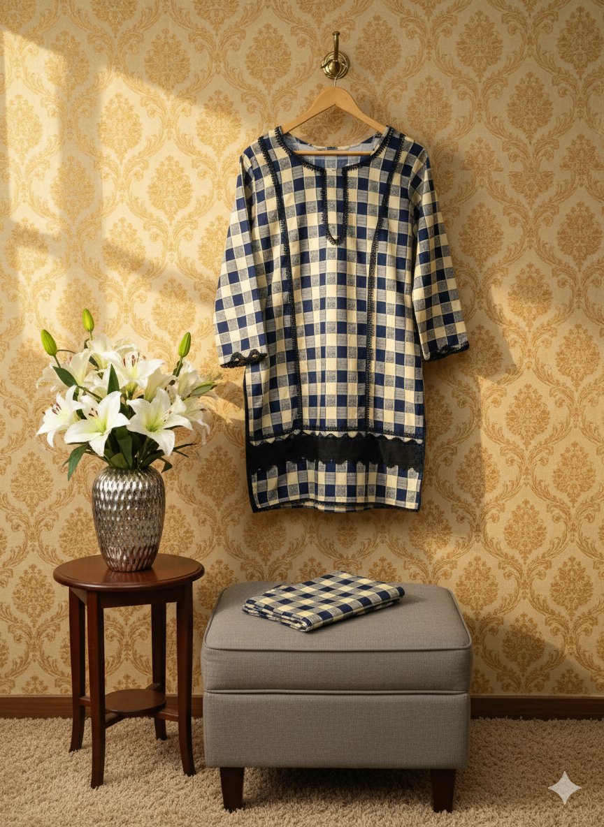 Floral Print with Lace Detailing  2-Piece Suit – Winter Collection